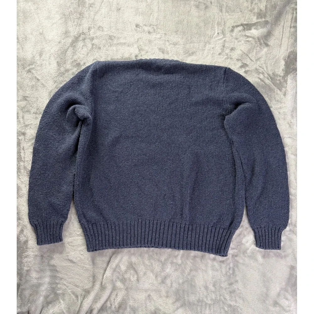 Polo Ralph Lauren Linen Blend Sweater Navy Blue XL Preppy Crewneck Cotton Vtg